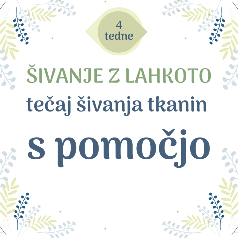 Šivanje z lahkoto – tečaj šivanja tkanin s pomočjo